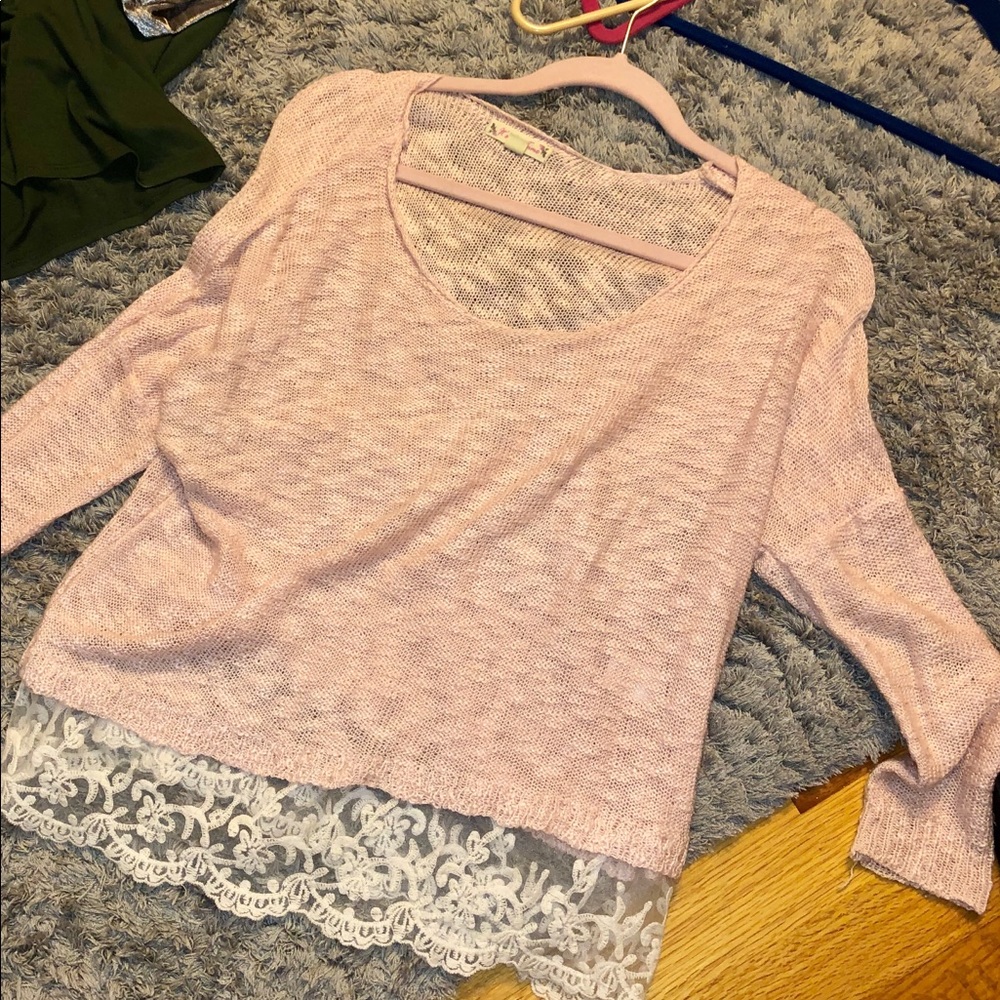 Pink swear with lace trim